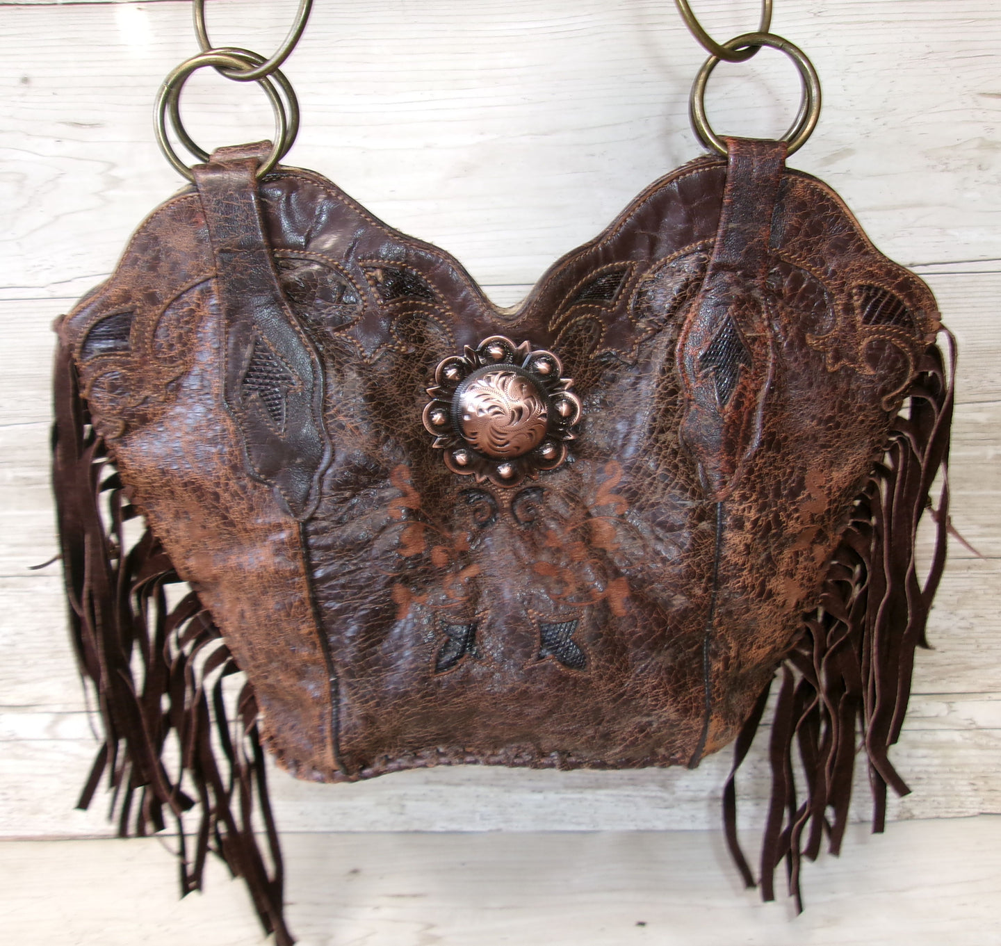 Double Cowboy Boot Purse with Fringe DB356